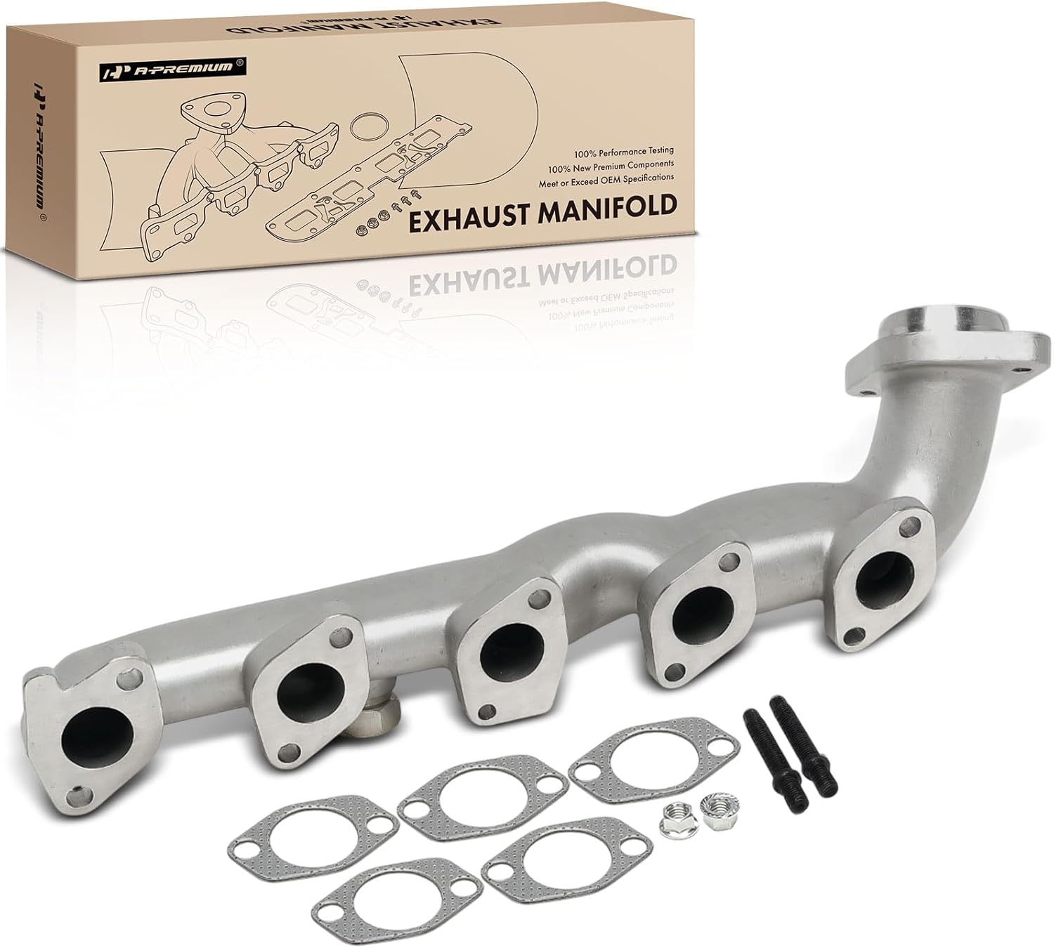A-Premium V10 6.8L Exhaust Manifold Kit W/Gaskets Compatible with Ford F-250 F-350 F-450 F-550 Super Duty 1999, F-53 Motorhome Chassis 1999, E-350 Econoline Club Wagon, E-350 Super Duty, Left Side