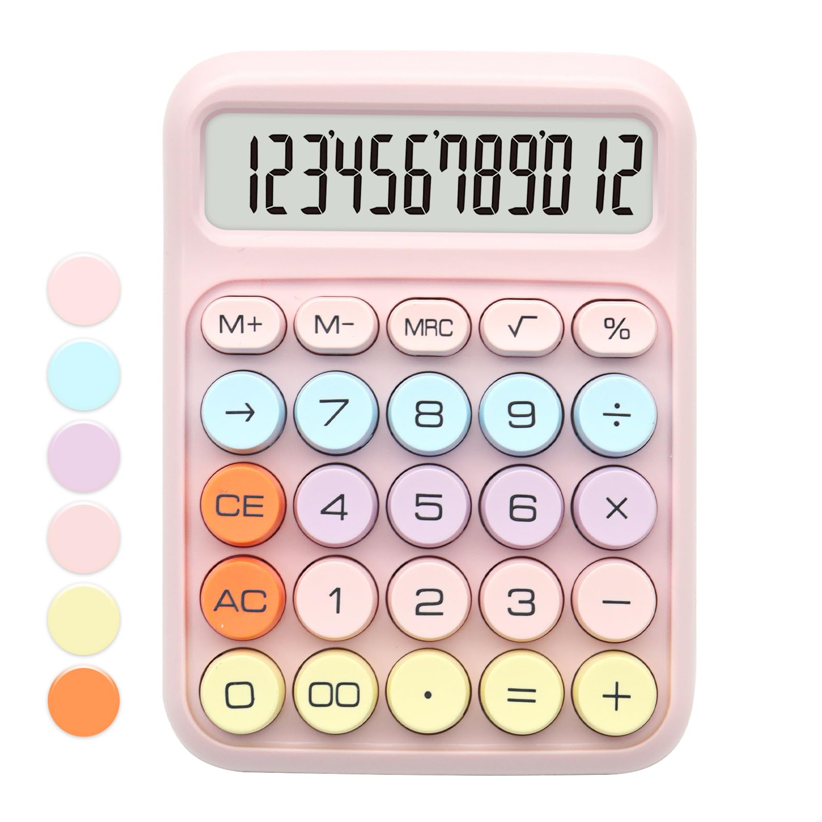 Pink Calculator, UPIHO Standard Calculator with 12 Digit Display and Big Buttons, Pink Office Supplies and Desk Accessories for Office,School