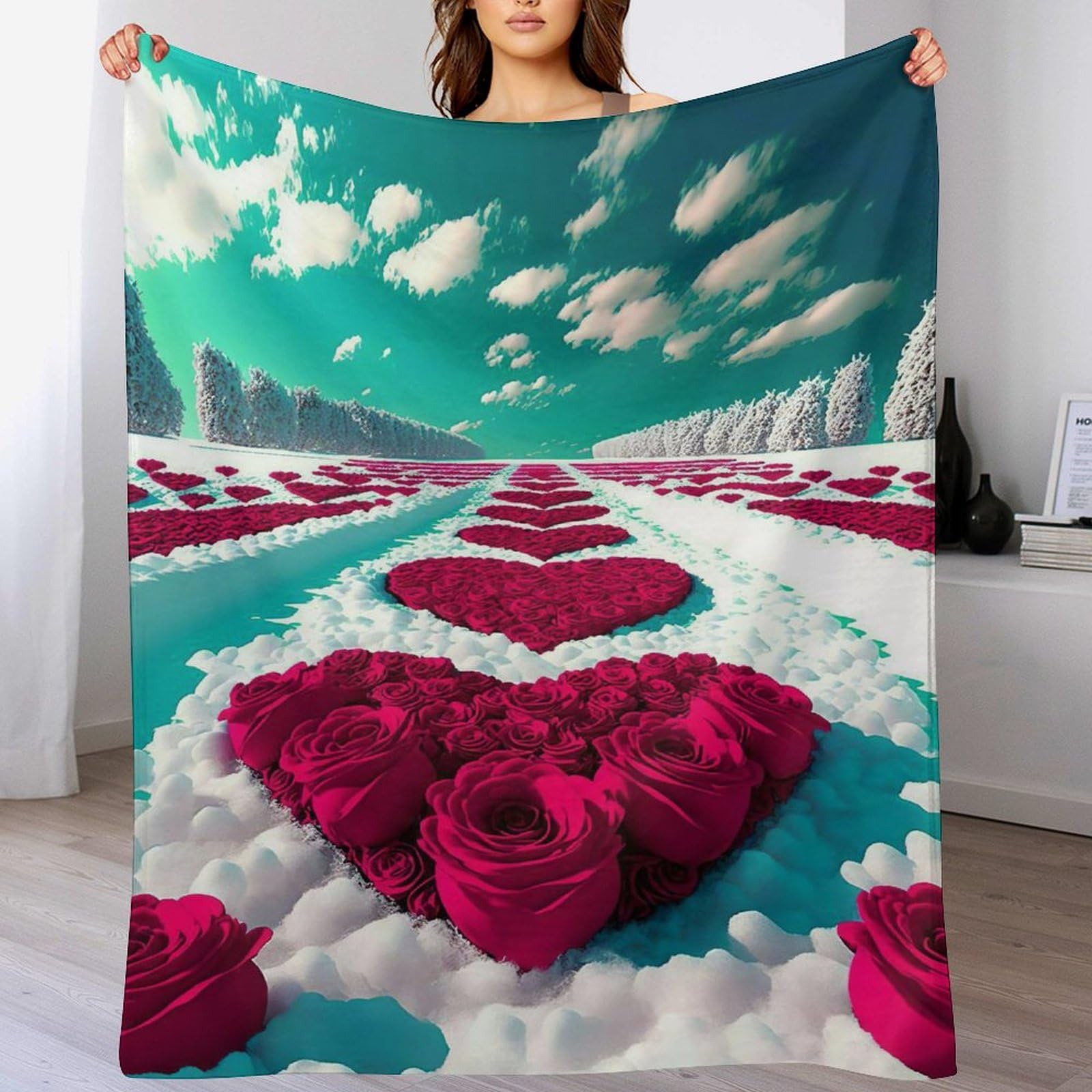 Manta gruesa rosa para cama de matrimonio pequeña, textil de franela premium