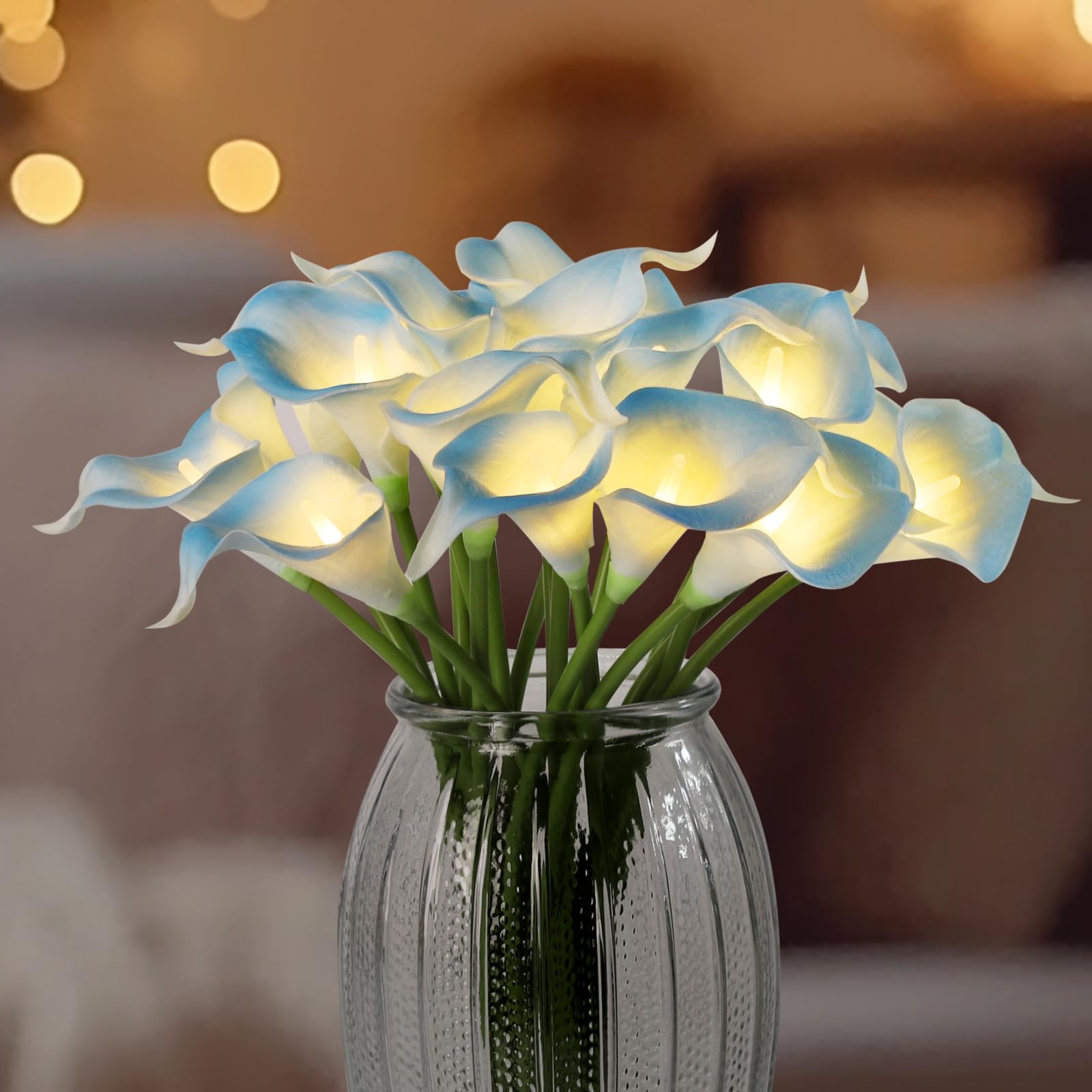 20pcs Lighted Artificial Calla Lily Bouquet Lamp Faux Floarl Night Light Real Touch Flower Night Lamp LED Calla Lily lighted Artificial Flower for