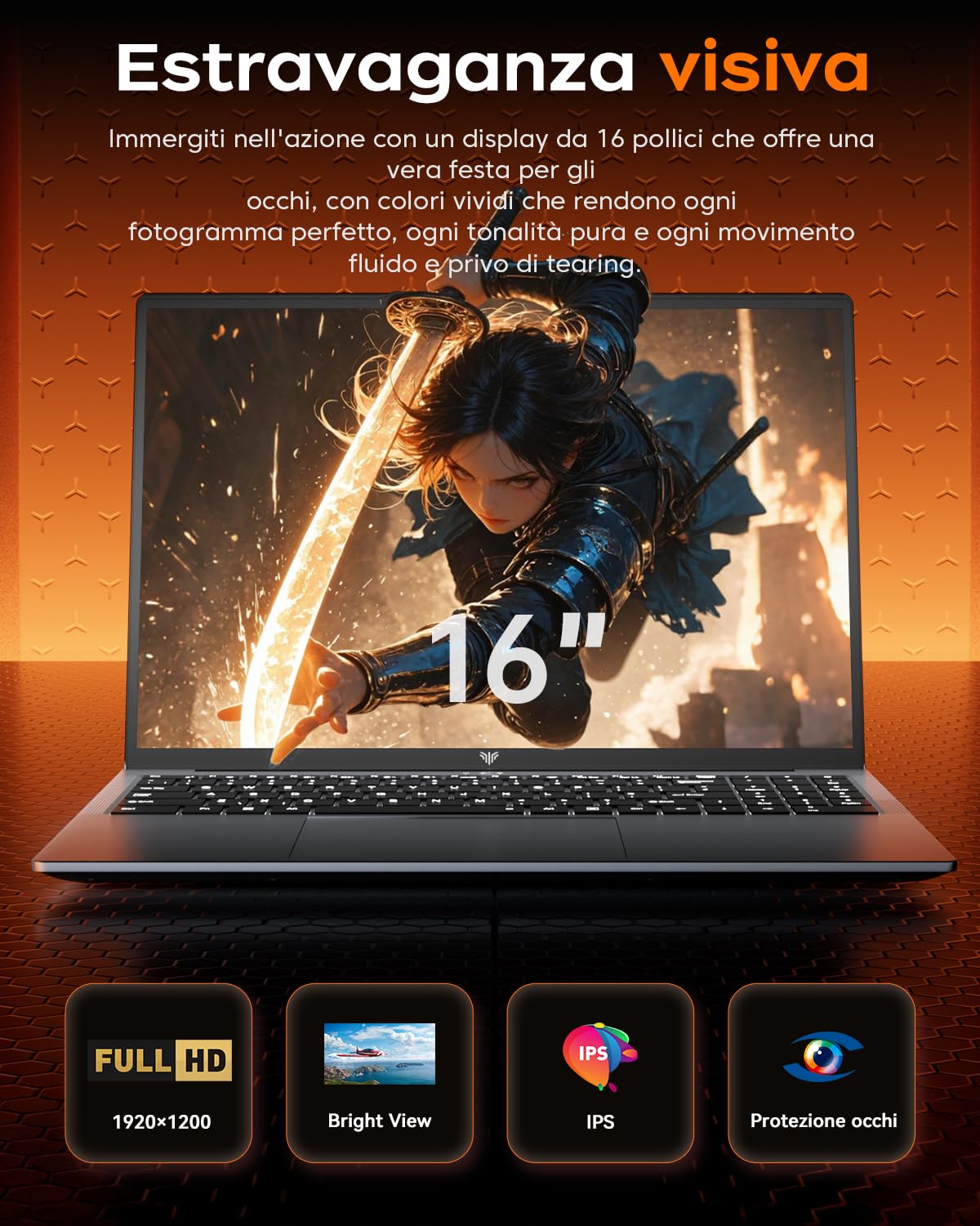 16" PC Portatile Gaming,Ryzen 7 H255,Win 11 Pro,24GB LPDDR5 512GB M.2 SSD