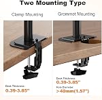 Suptek Double LED LCD Moniteur Stand up Desk Mount Extra Tall 31.5" Pole lourd de service entièrement réglable Stand pour 2 / Deux écrans jusqu'à 27 inch (MD6842)