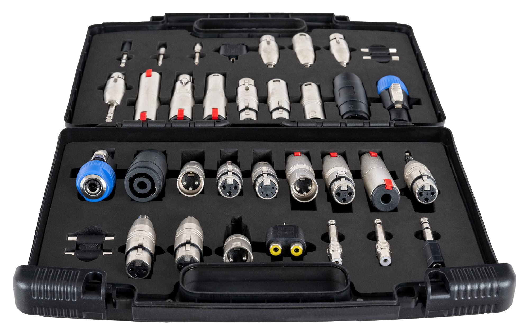 Pronomic Set de Adaptadores de Audio ADC-34 en Maletín - 34 Adaptadores en un Estuche - Completo en Maletín Organizador - Negro