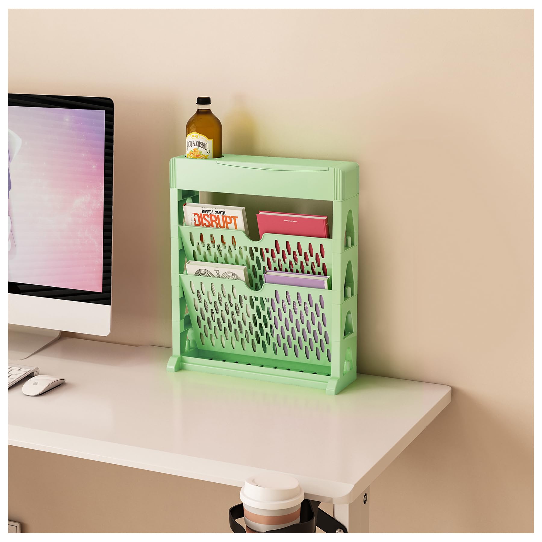 TUOYIBO Bookshelf Rolling Cart Organizer Mobile Book Shelf with Wheels Multi Tier Rolling Vertical Bookshelf,Movable Classroom Deskside Bookshelf,3single Without Wheel