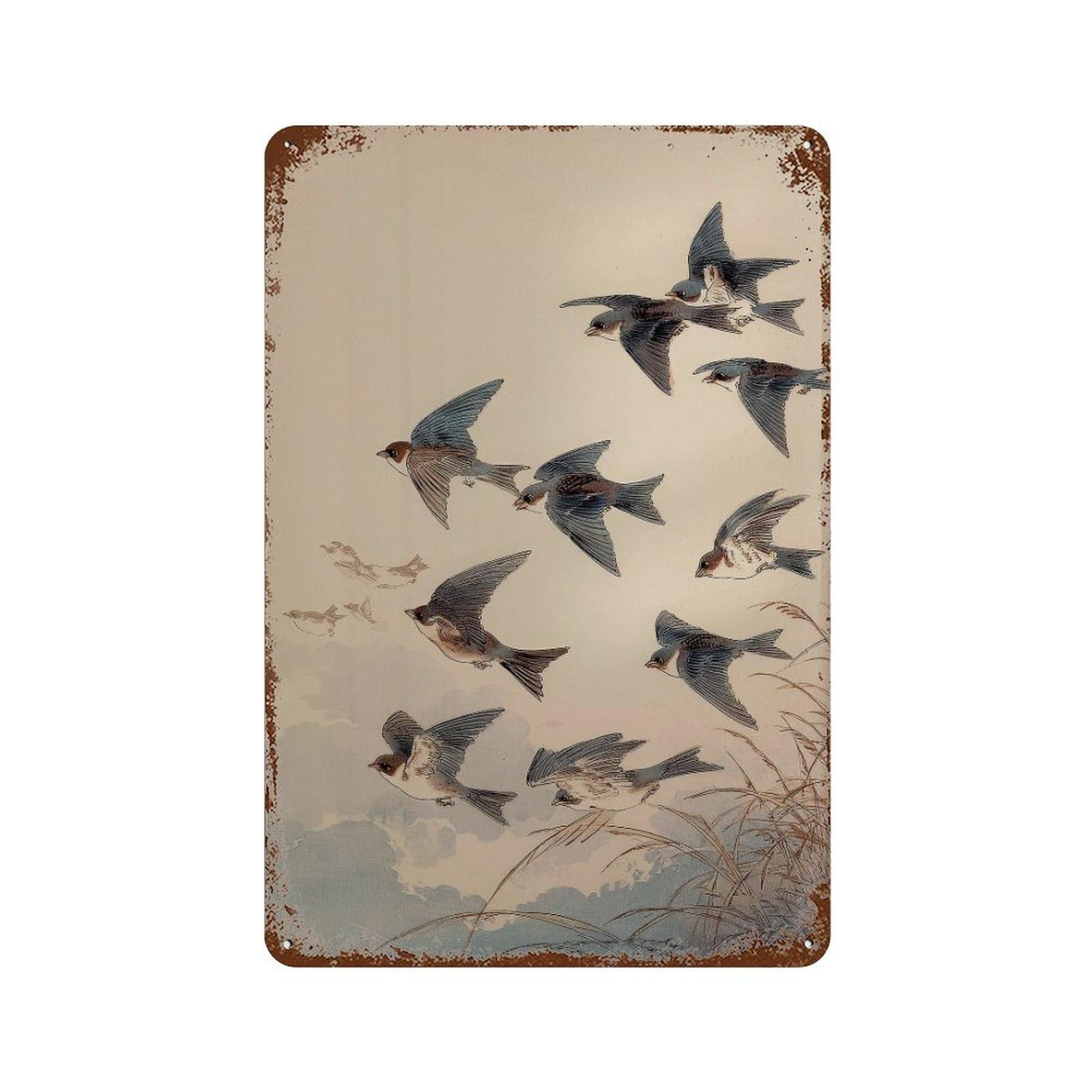 xiaoxiaoshen Sows In Flight. Bird Naturalist Wall Decor Art Metal Tin Poster Modern Home Decor Art Home Bar Shop Decorations Vintage Sign 30x20cm