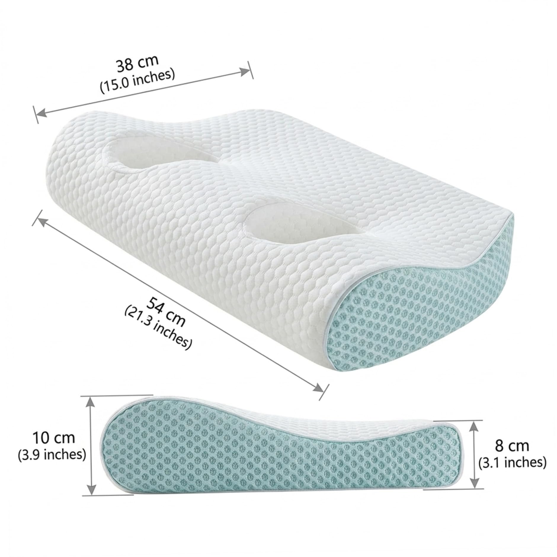 Almohada ergonómica para Piercing de Oreja de Espuma viscoelástica con Agujeros para Auriculares, Color Blanco, cómoda Almohada para Dormir de Lado para Piercings, Viajes