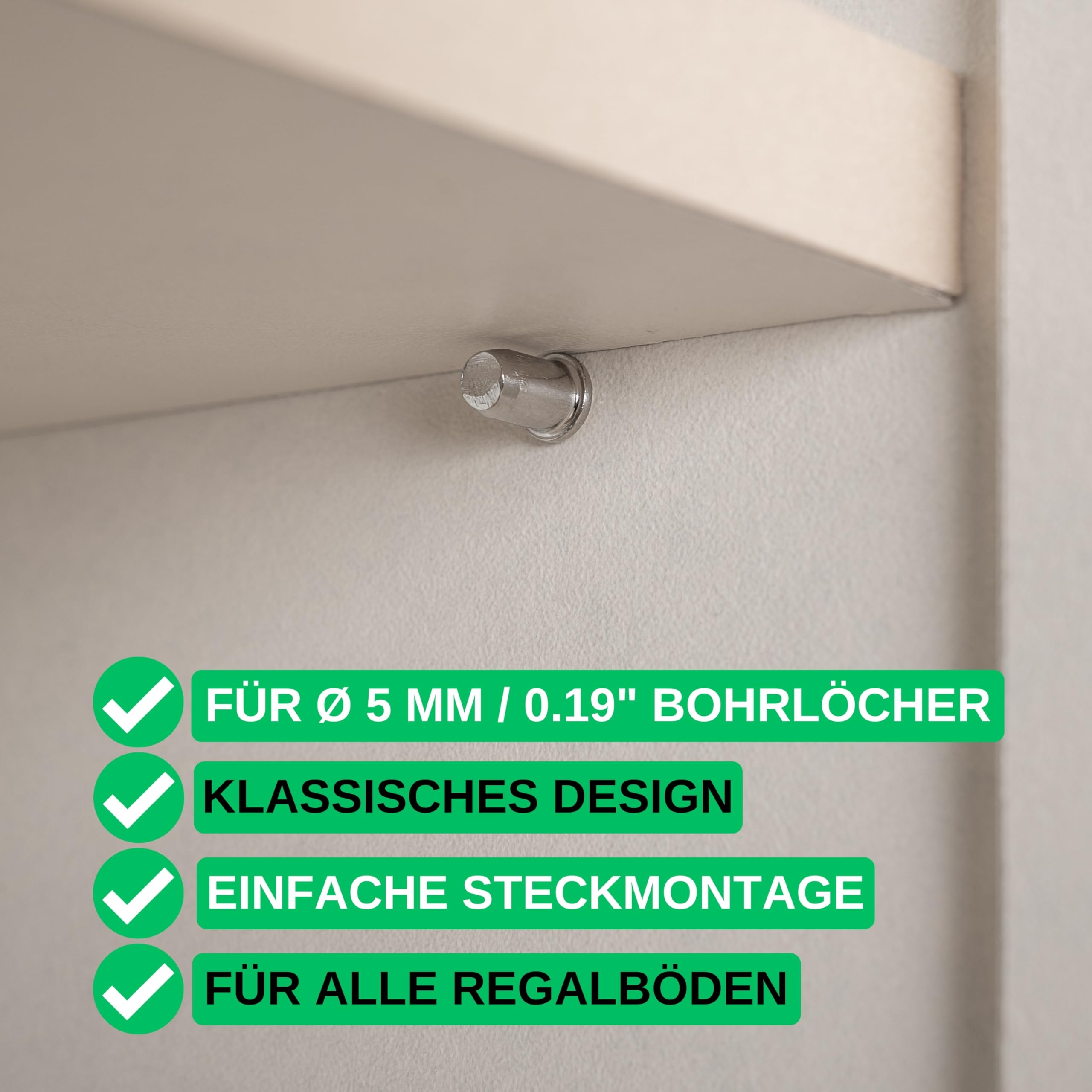 Supporti Per Mensole D5 - 24 Pezzi Per Fori Da 5mm | Reggiripiani In Metallo Antiruggine Per Mobili - Foto 2