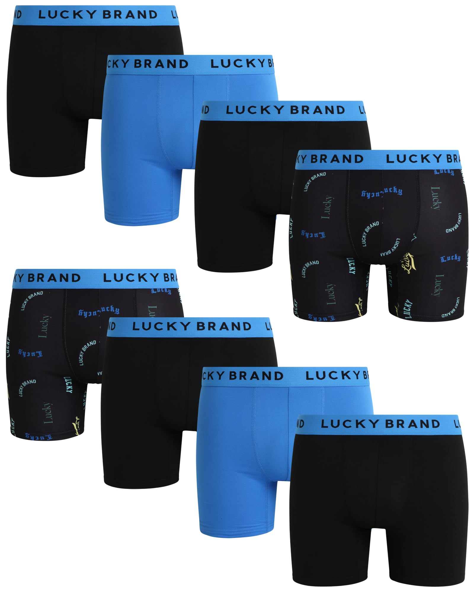 Lucky BrandMen's Boxer Briefs - 8 Pack Soft Stretch Performance Underwear Boxers for Men with Contour Pouch (Sizes: S-XL)