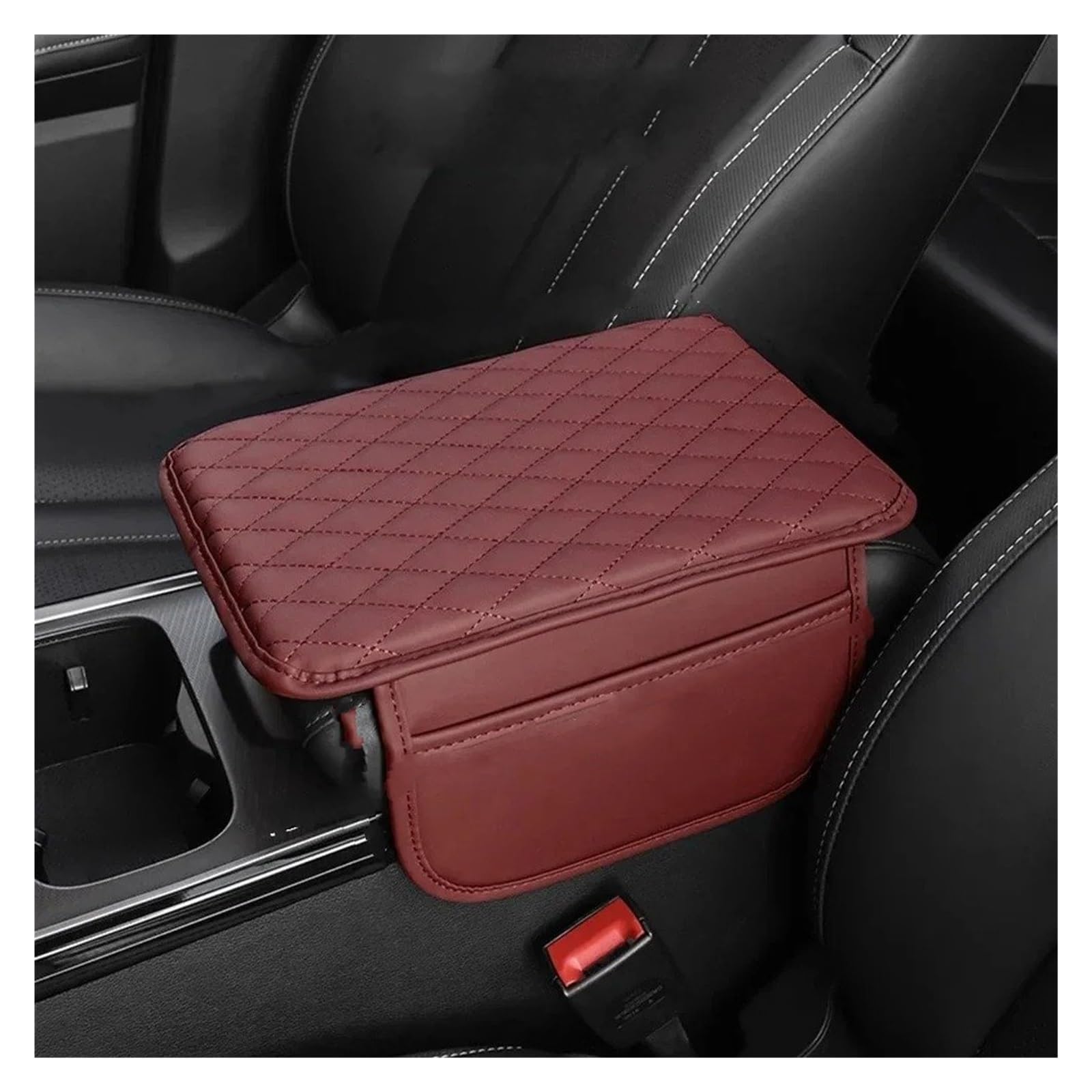 AWGNTQQ Car Armrests Universal Storage Bags Car Armrest Box With Padding Side Storage Bags Interior Decoration(Red)