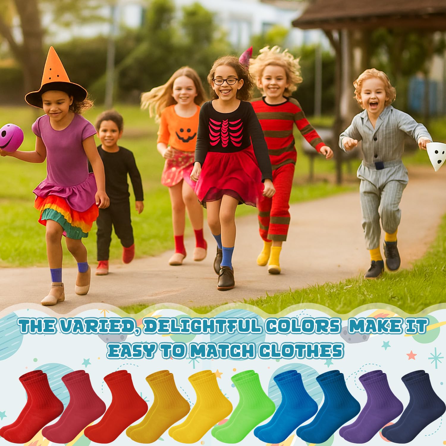 Coume 50 Pairs Girl Socks Bulk for Kids 6-8 Years Colorful Long Toddler Sock for Kids Boys Children Christmas Winter Gifts
