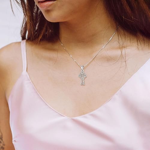 Miniatura 3 de INFUSEU Joyería irlandesa de plata esterlina, collar de nudo de bruja celta Claddagh para mujeres, adolescentes y niñas