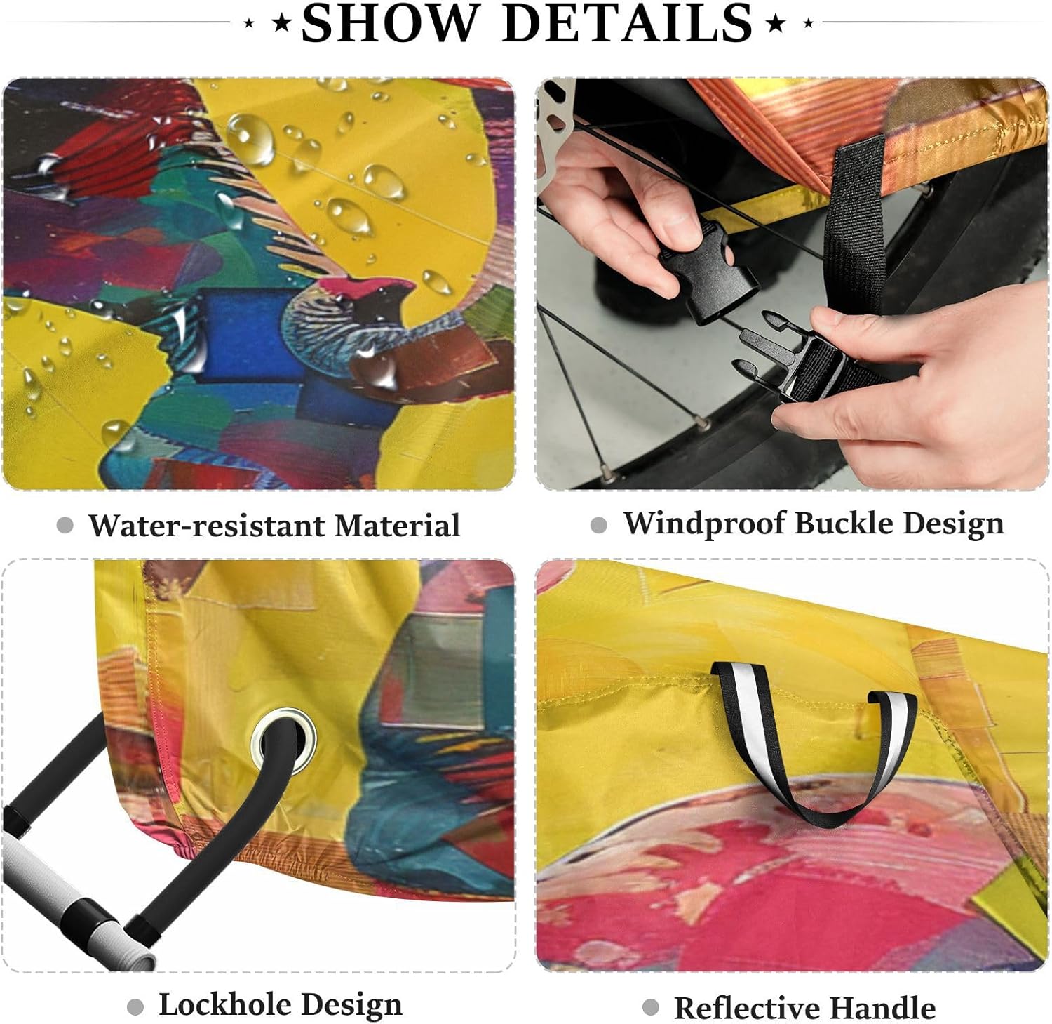 ALAZA Elephant Collage Bike Cover Waterproof Outdoor Ebike Bicycle Covers Tarp Protection for 1/2 Bikes, Sun UV Dust Wind Proof