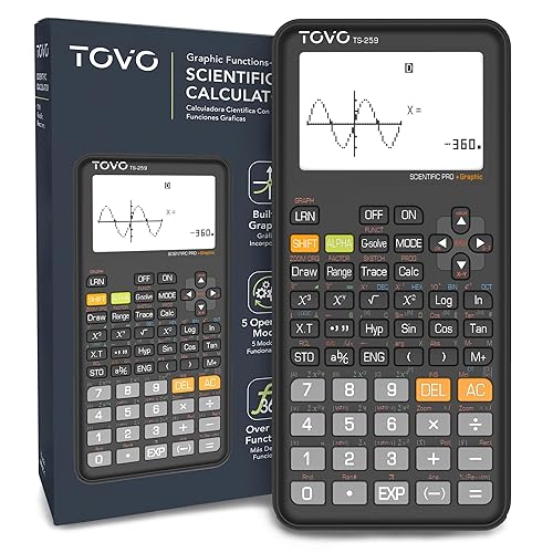 TOVO Scientific Calculator with Graphic Functions for Students, Graphing Calculators with Multiple Modes for High School or College Courses, Calculadora Cientifica, TS-259 Black
