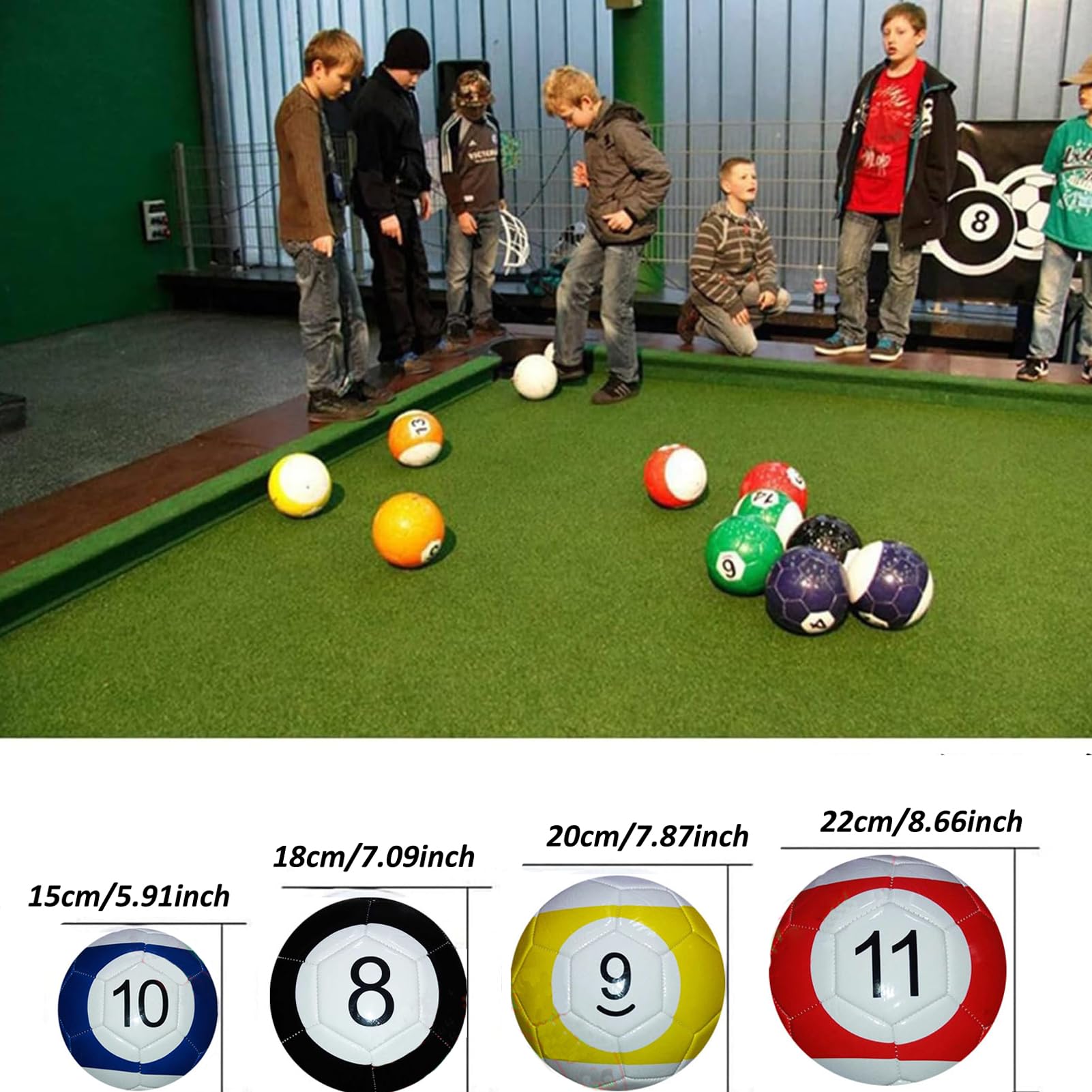 16 Teiliges aufblasbares Billard-Fußball Spiel, Leder Pool-Kick Billard Set, aufblasbare Snookerbälle für Tischspiele, Erwachsenen Sport-Freizeitspiel für Garten/Innenräume & Outdoor
