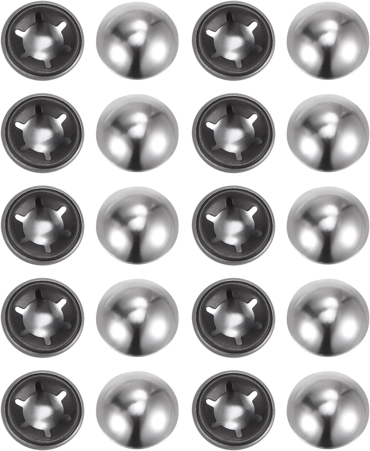 uxcell 20PCS 65Mn Steel Push on Push Nut Caps 0.39 Inch