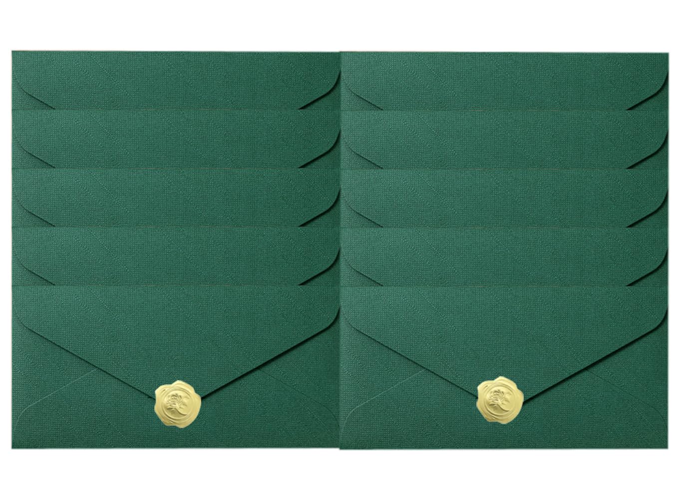 iNszkoos 10 Pack Vintage Linen Textured Invitation Envelopes 22x11cm Thick Long Envelopes with Stickers Party Invitation Greeting Cards Envelopes for Wedding Invitations, Scrapbooking, Gift Letters