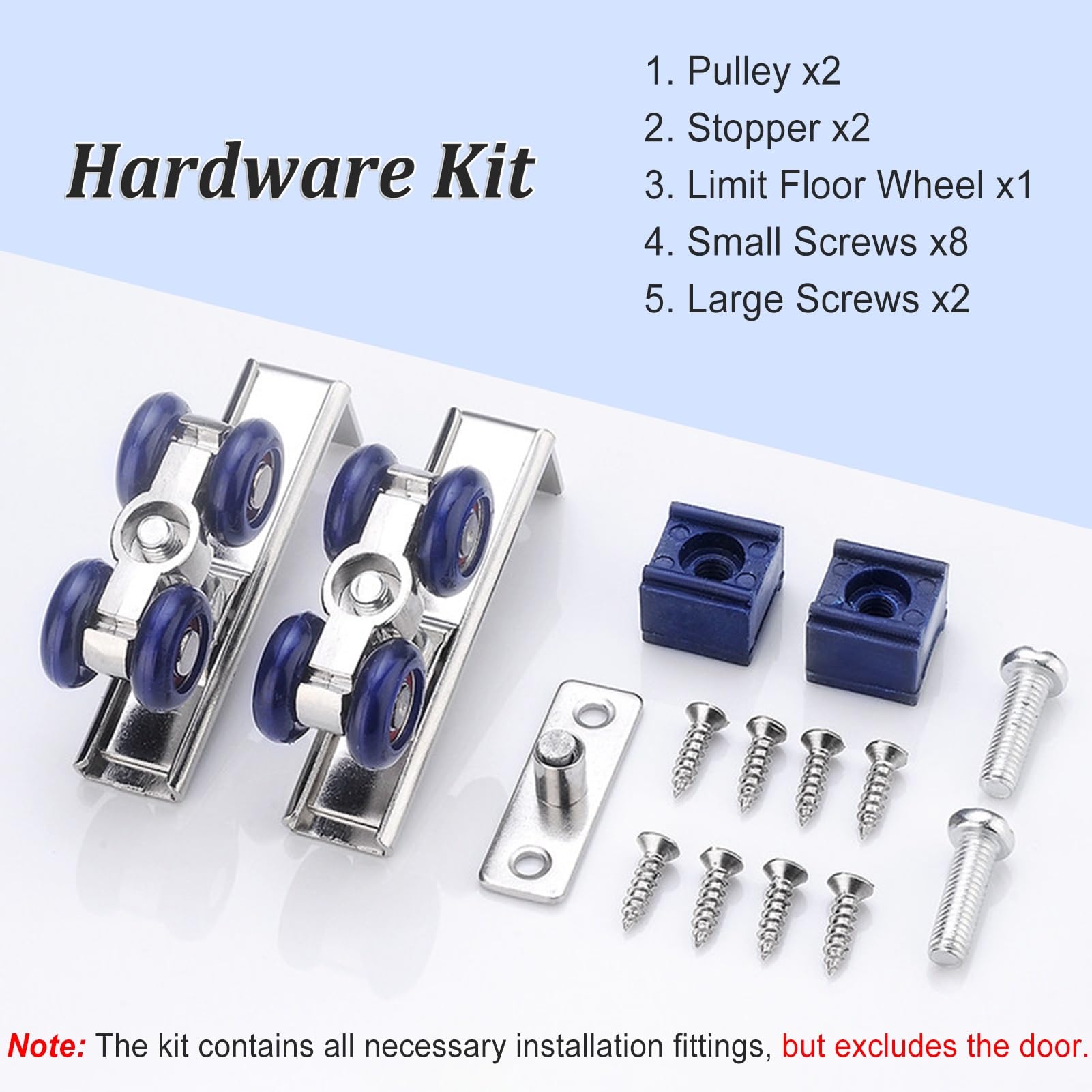Kit de herrajes para puerta de armario corrediza para puertas de derivación, sistema de riel colgante superior de doble pista, longitud ajustable para instalación personalizada