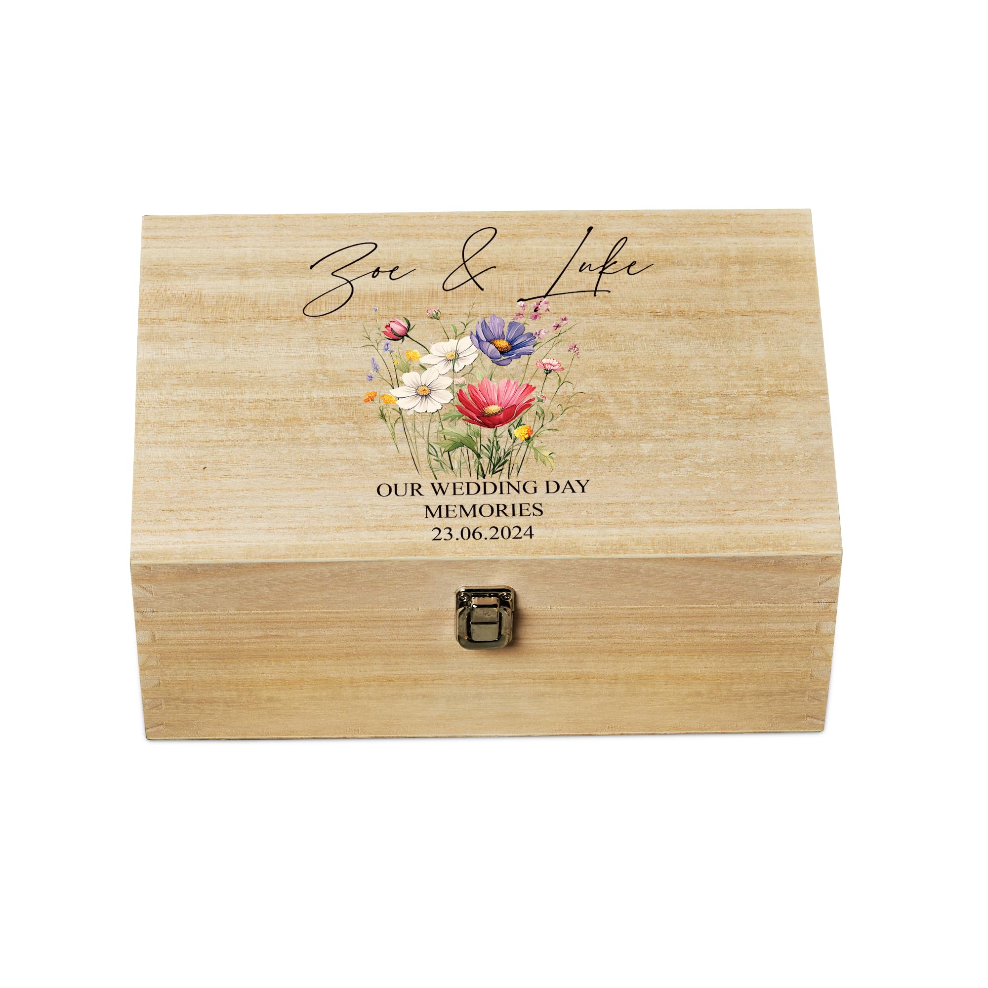 ukgiftstoreonline Personalised Large Wedding Memories Keepsake Box With Beautiful Flowers