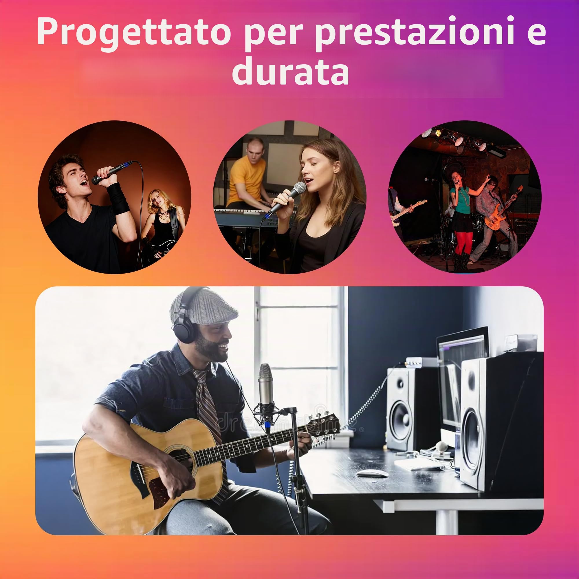 Cavo XLR Bilanciato Microfono Professionale, 4 Pacchi per Maschio a Femmina, per Registratore da Studio, Mixer, Sistema di Altoparlanti, Alimentazione Phantom (10M)