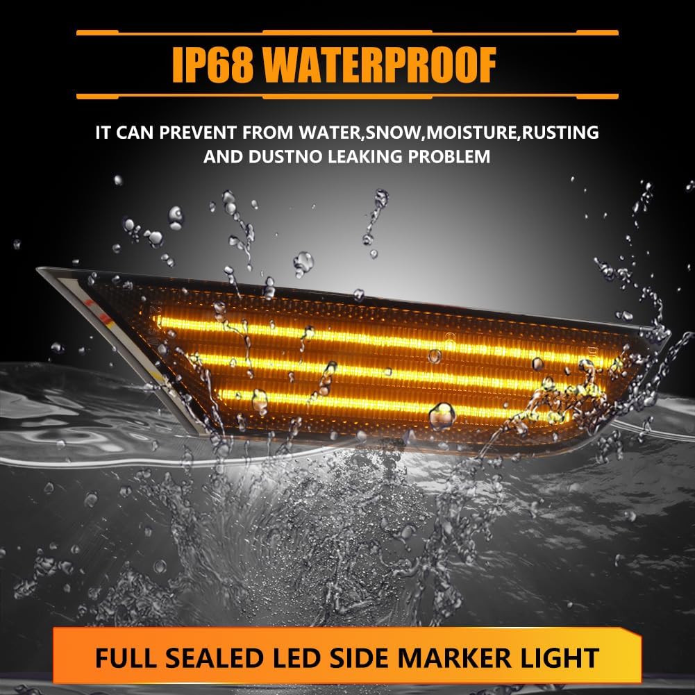 New 2 PCS Front Fender Side Marker Lights for 2018-2024 Hon-da Odyssey, Smoked Lens Side Bumper Lamps, [3 Light Beads 96 SMD Chips Super Bright] Amber LED Turn Signal Lights,