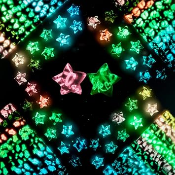 420 Sheets Glows in the Dark Origami Stars Paper Double Sided 10 Colors Decoration Paper Strips, Glows in The Dark Stars Folding Papers