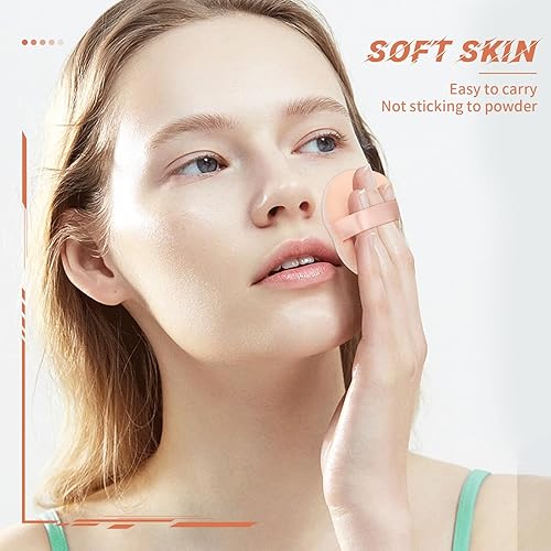 Miniatura 2 de 10 piezas de polvo para polvo facial, 2.36 pulgadas de maquillaje para base de polvo, terciopelo en polvo, aplicador de polvo de algodón puro,