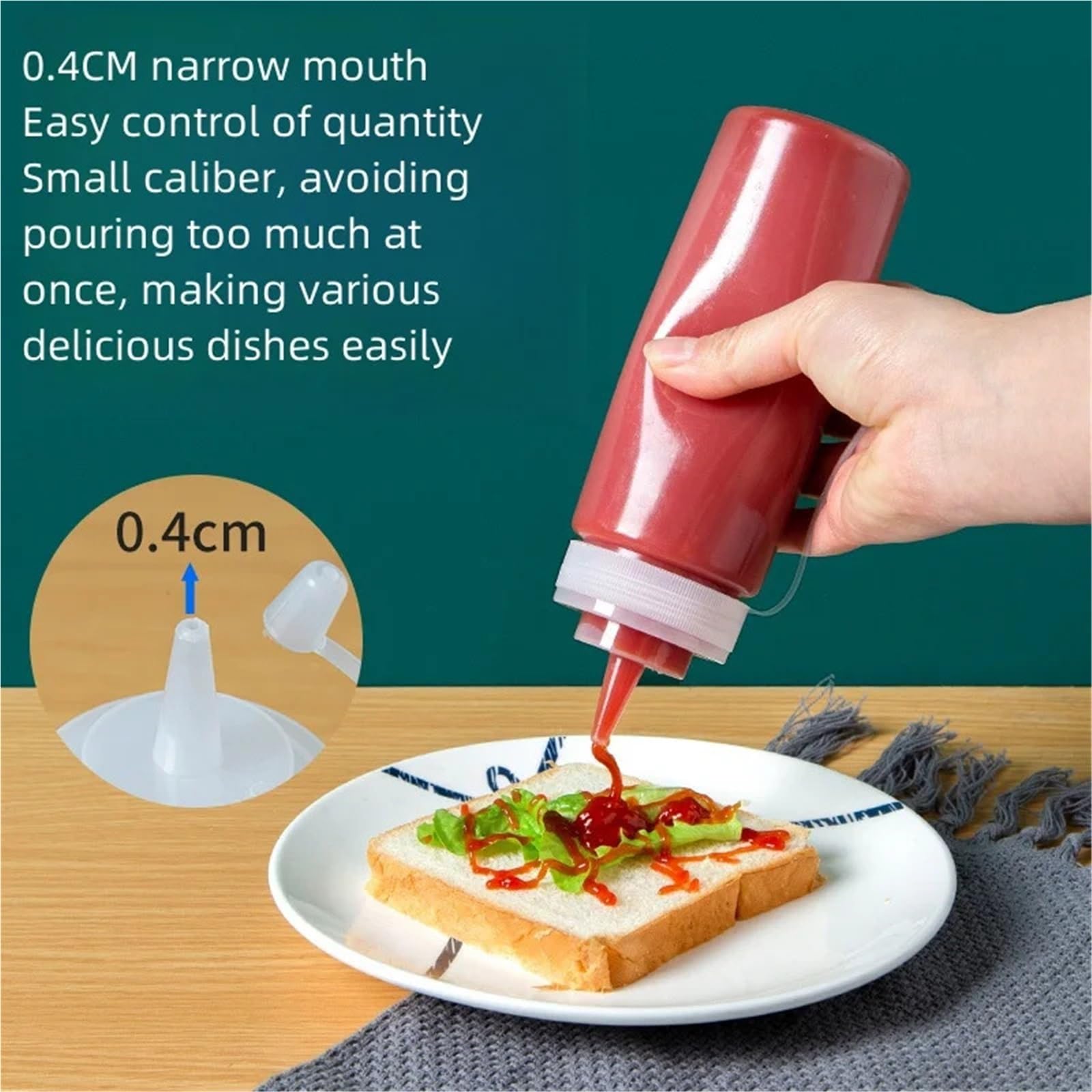 Bottiglia di condimento for vaso olio commerciale a punta in plastica trasparente spremuta for salsa insalata pomodoro da 10 pezzi per Condimenti(450ml)