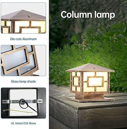 Miniatura 6 de Luces de columna para exteriores, impermeables, para patio, exteriores, accesorios de aluminio antioxidante, lámpara de pilar moderna para