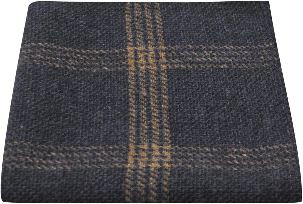 King & Priory Denim Blue & Orange Birdseye Check Pocket Square, Handkerchief