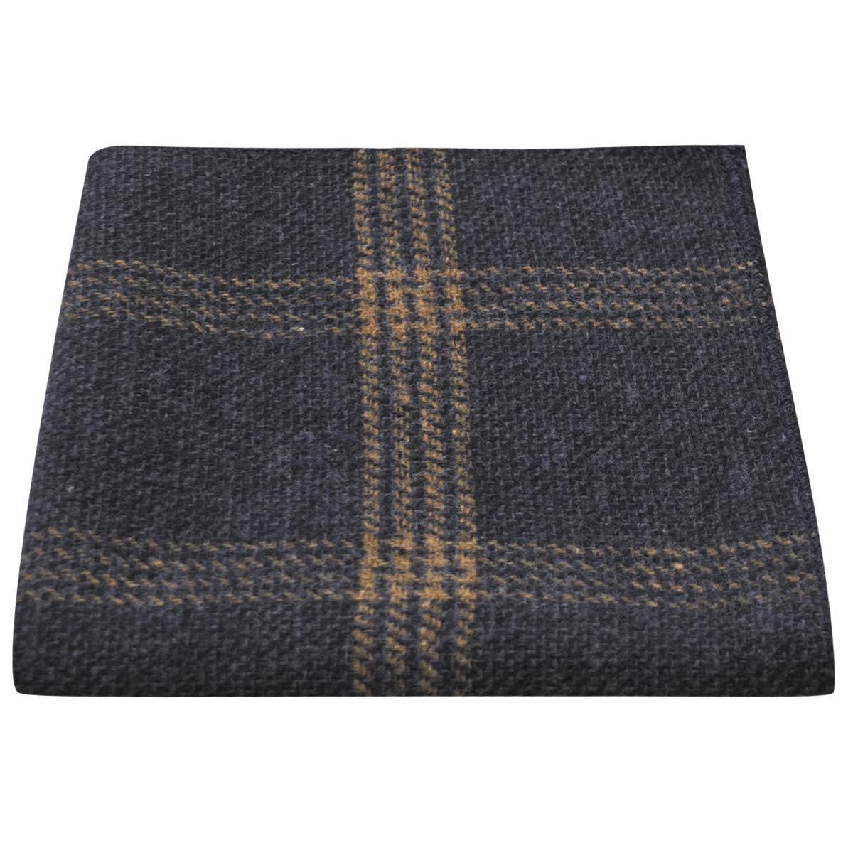 King & Priory Men's Blue Denim & Orange Birdseye Check Pocket Square, Handkerchief(Size: One Size)