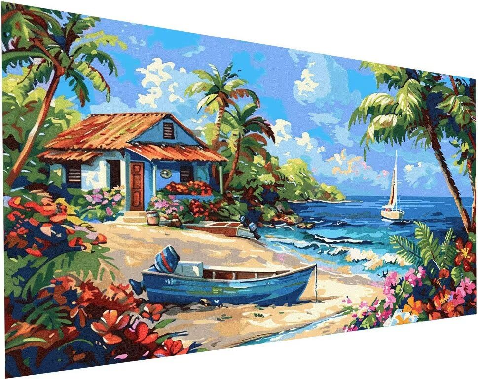 Kit Complet Broderie Diamant Voilier 80x160 cm | Strass Brillants et Toile Adhésive Haute Densité