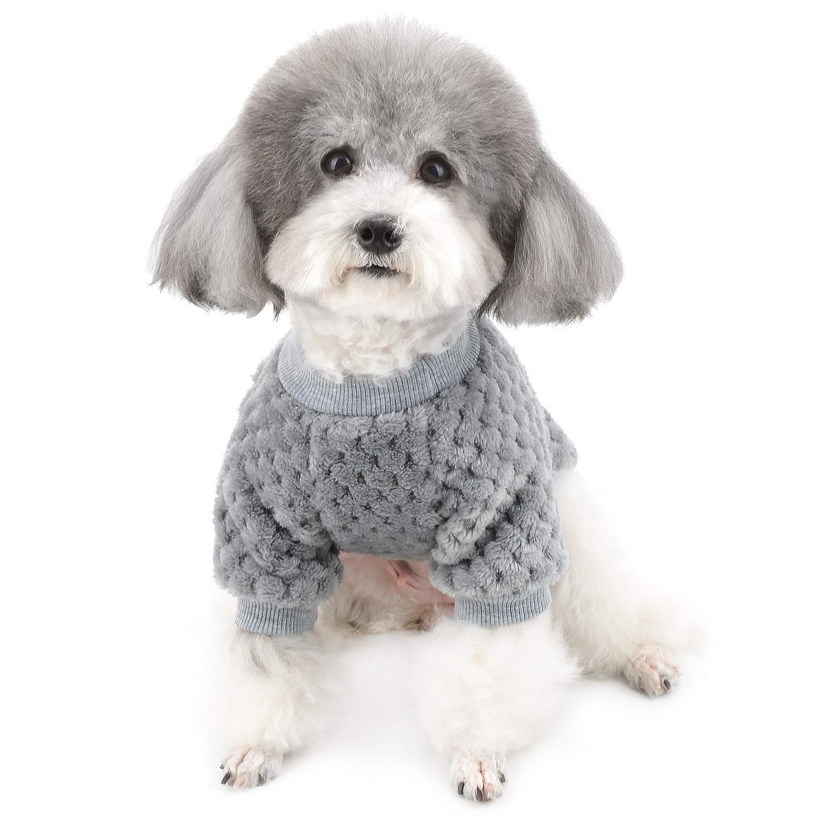 ZUNEA Small Dog Sweater Coat Puppy Winter Warm Fleece Pullover Jacket for Dogs Boy Girl Super Soft Pet Clothes Apparel Chihuahua Jumper Cat Outwear for Cold Weather Gray L