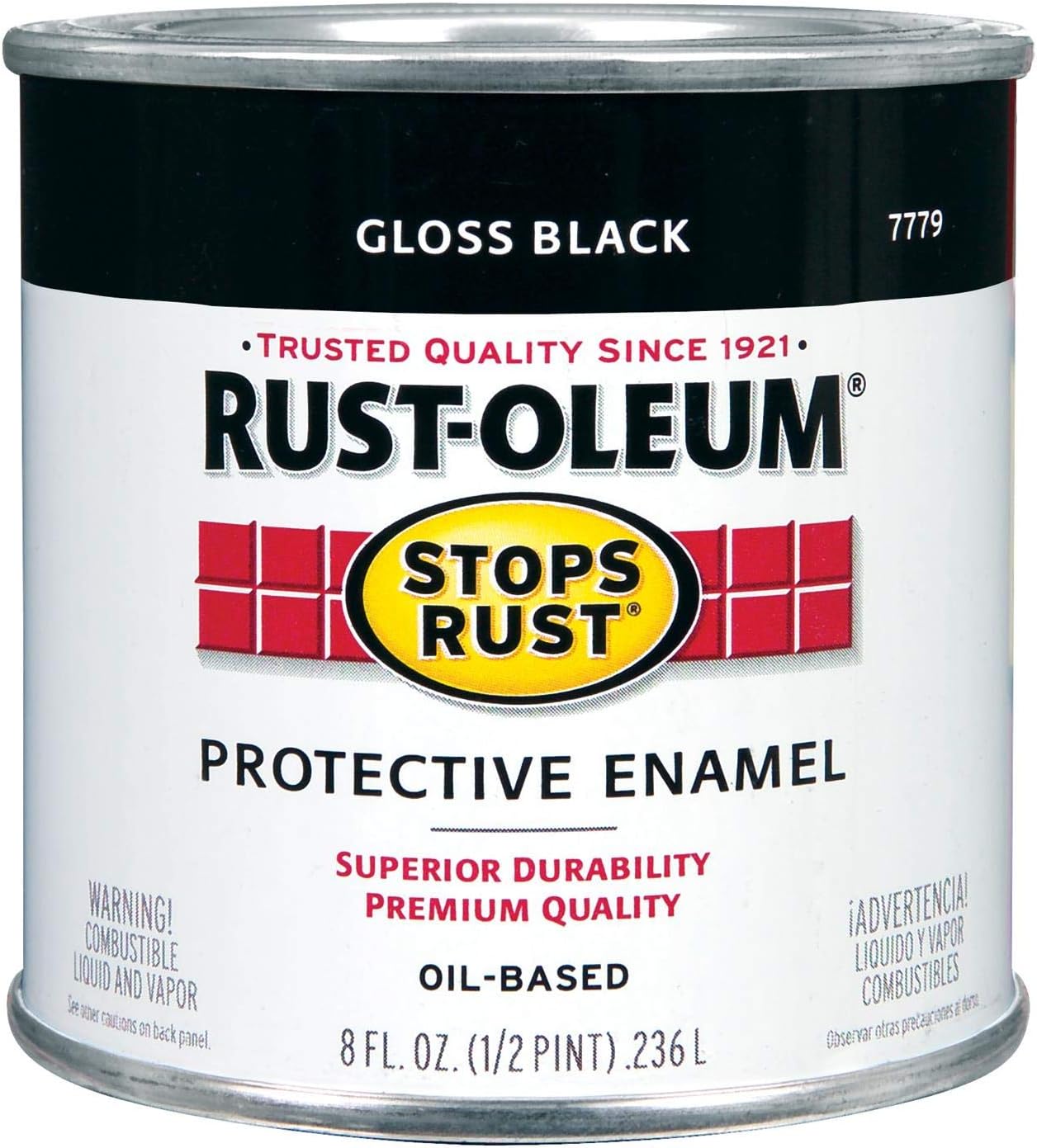 7779730 Stops Rust Brush On Paint, Half Pint, Gloss Black