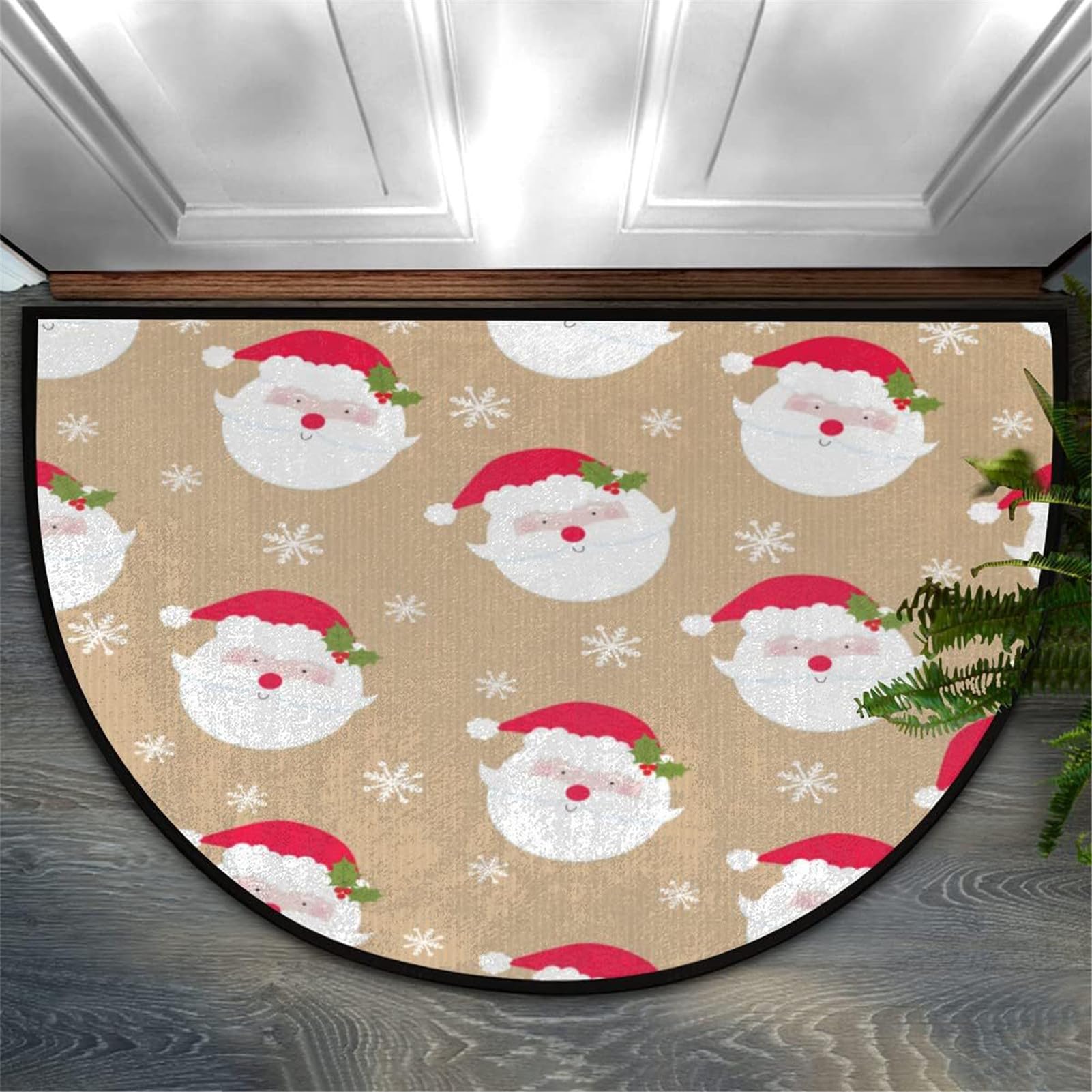 Felpudo Navideño De Campanas Rojas Xmas Medio Círculo para Puerta Exterior Entrada Grande Bienvenida Alfombra Semicircular Frente A La Puerta Alfombra De Área,H,100 * 160cm