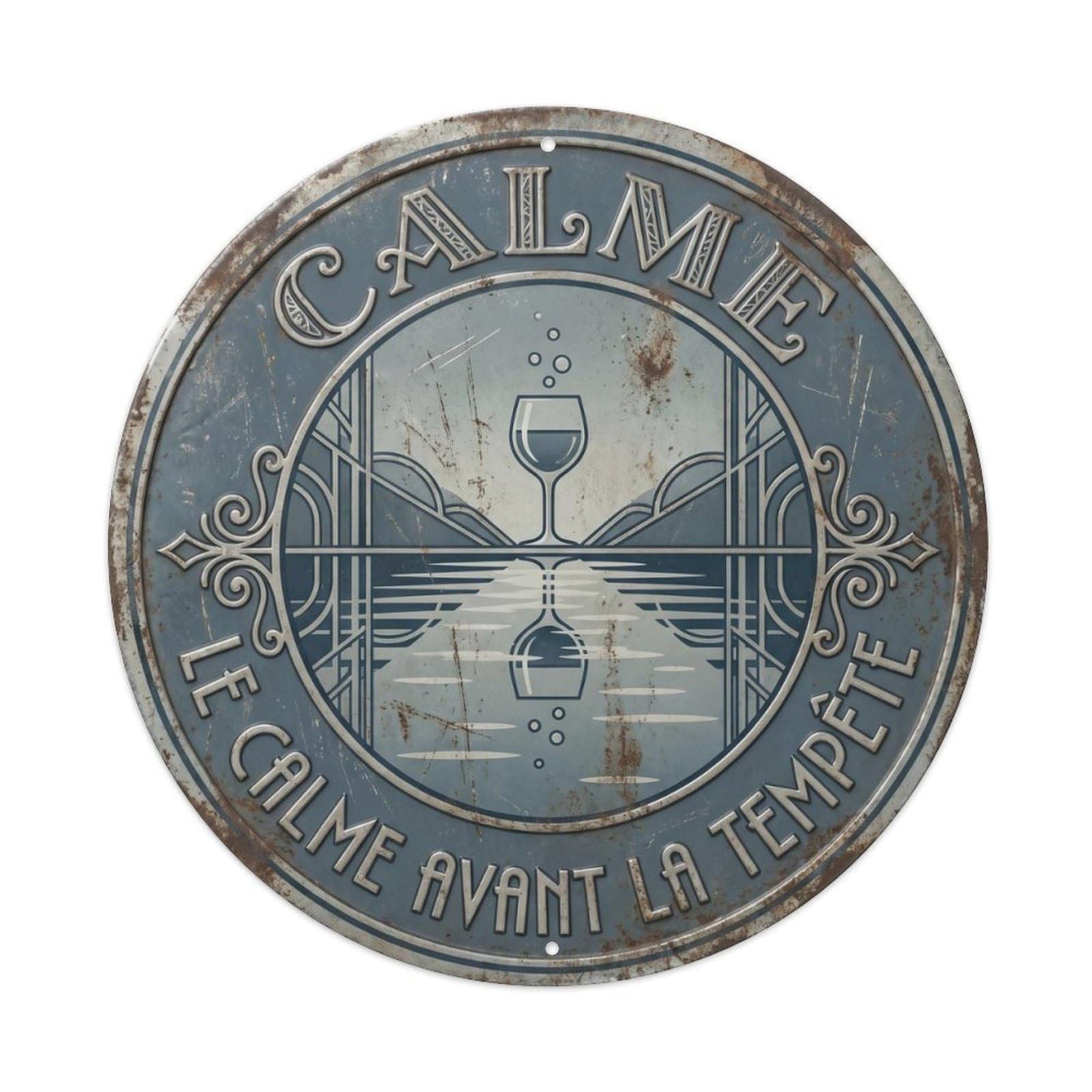 Calm Humorous Lounge Calm Metal Tin Sign Plaque Wall Decor for Cafe, Club Bar, Office, Home Garden Round Metal Poster 8x8Inch