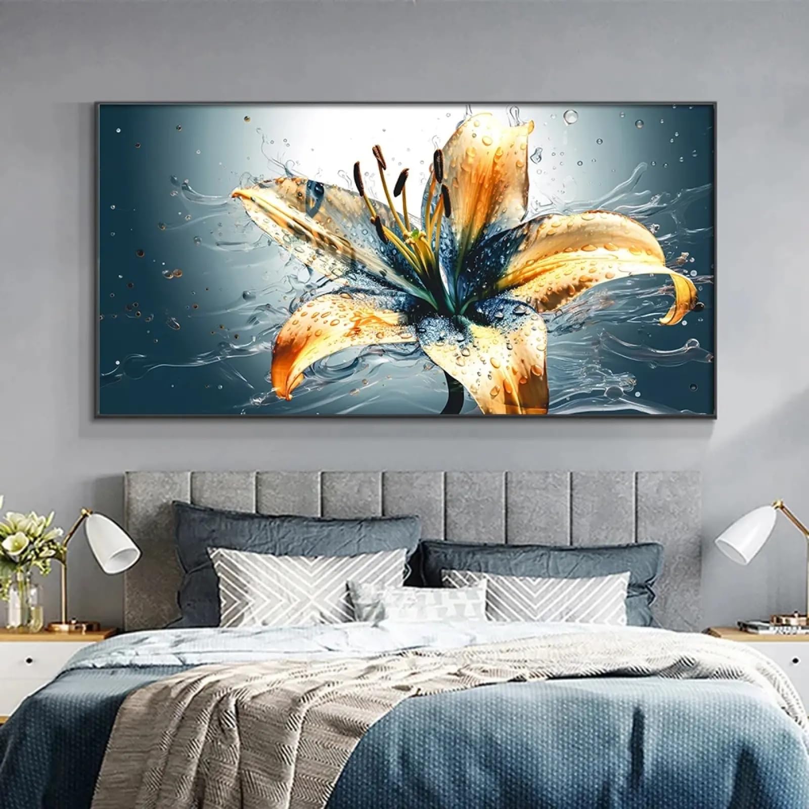 Impression d'art mural fleur de lotus décoration maison salon 50x100cm - 6
