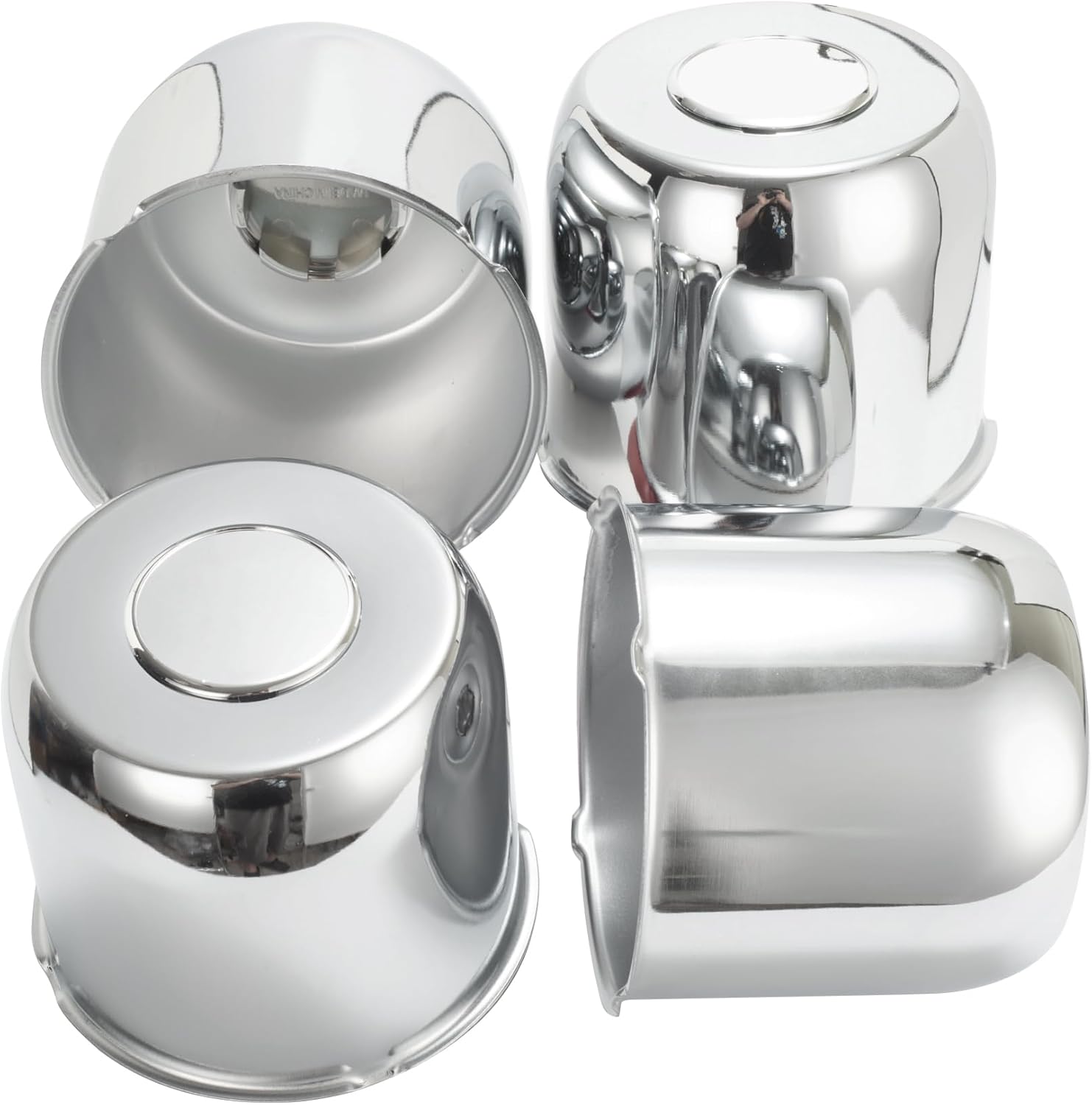 4Pcs 3.19 in Wheel Center Caps Chrome Push Through Design - Fit 3.19" Center Bore for Truck, Trailer, SUV, RV Wheels Rims 3.62" Height Center Hub Caps
