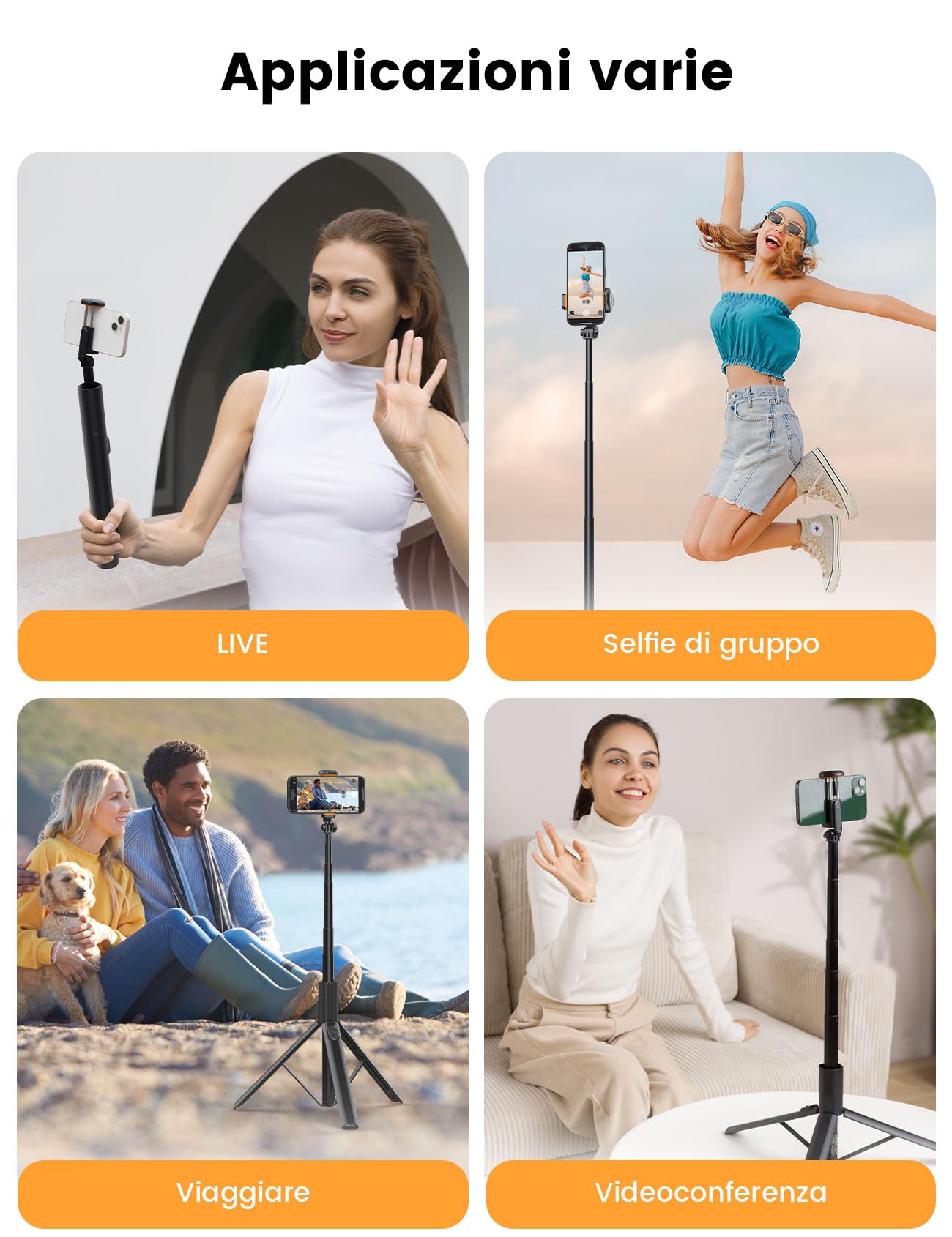 ANXRE 180cm Treppiede Per Smartphone Monopiede Portatile, NT79 Estensibile Bastone Selfie Cavalletto Per Smartphone Selfie Stick Compatibile Con iPhone/Samsung/Gopro/Telecamera