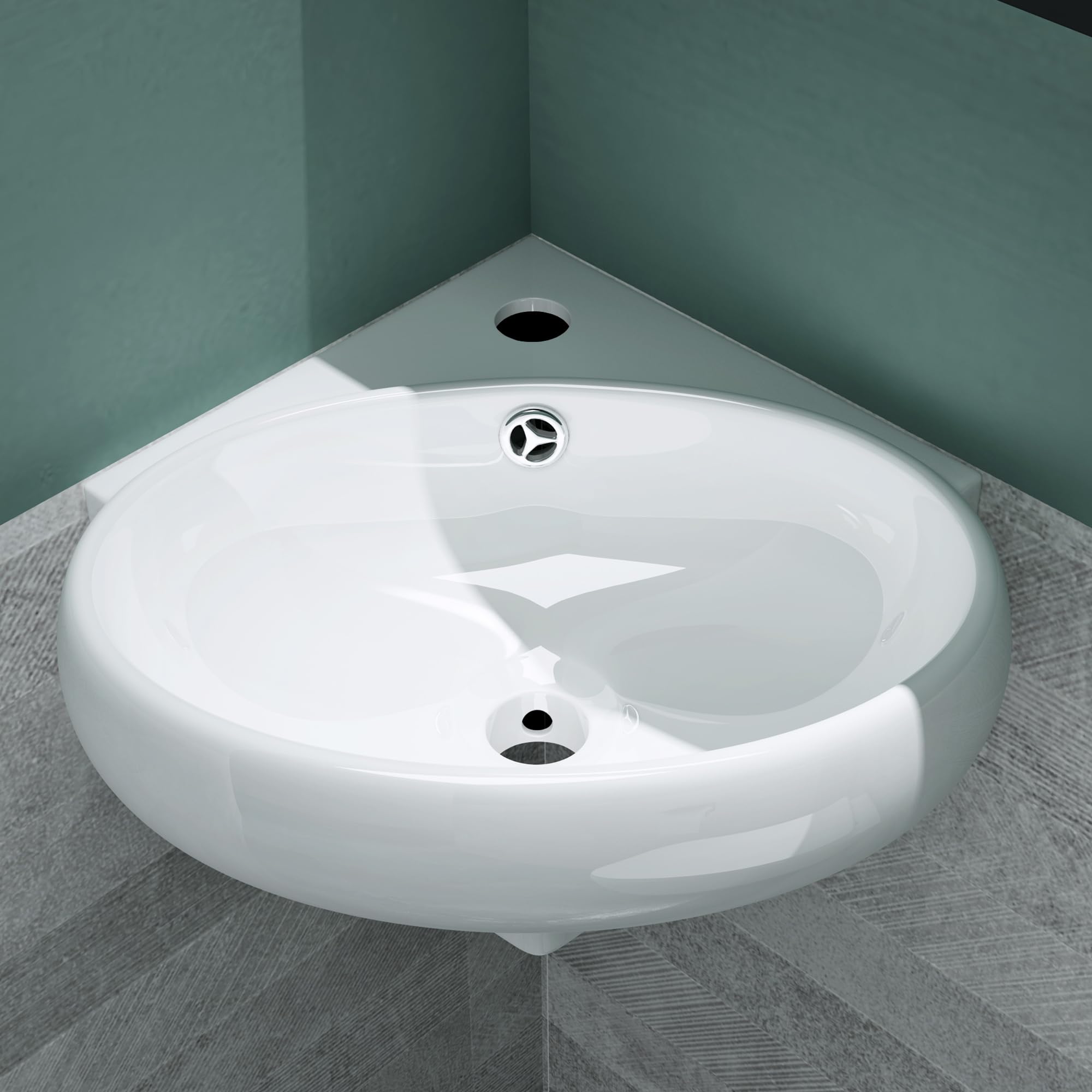 Mai & Mai Lavabo da Appoggio 39,5x38,5x14,5cm in Ceramica, Bianco | Lavabo Bagno Sospeso, Lavandino Bagno, Brüssel002, Nano Rivestimenti inclusi