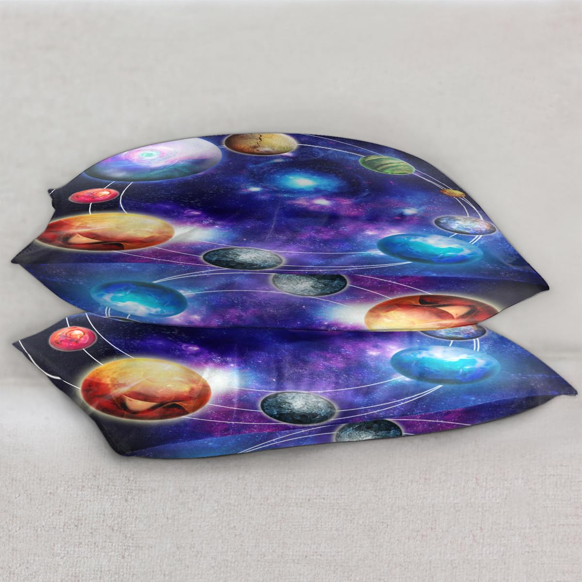 Planet, federe in raso per capelli e pelle, confezione da 2, con chiusura a busta, super morbide, resistenti alle pieghe, resistenti alle macchie, setose, 50,8 x 101,6 cm
