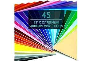 45 Pack of Multi-Colored 12x12 Vinyl Sheets for Cricut and Silhouette Machines