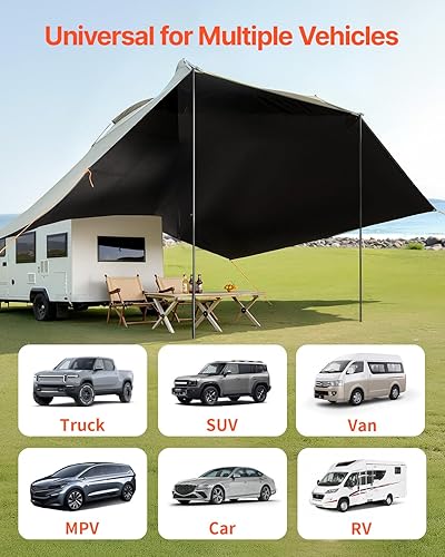 Miniatura 2 de VEVOR Versatility - Tienda de campaña para campamento, toldo para automóvil, protección UV50+ PU3000mm, refugio solar para plataforma trasera de