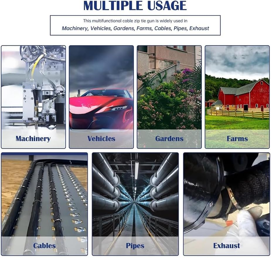 ステンレススチール製ケーブルタイ切断ツール、100個のケーブルタイ付き、セルフロックジップタイ用ブラック