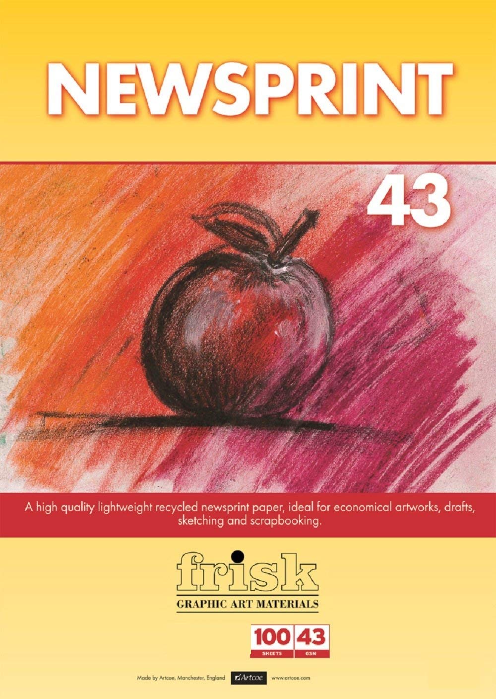Frisk A4 Newsprint Pad, Paper, White, 30 x 22 x 1 cm