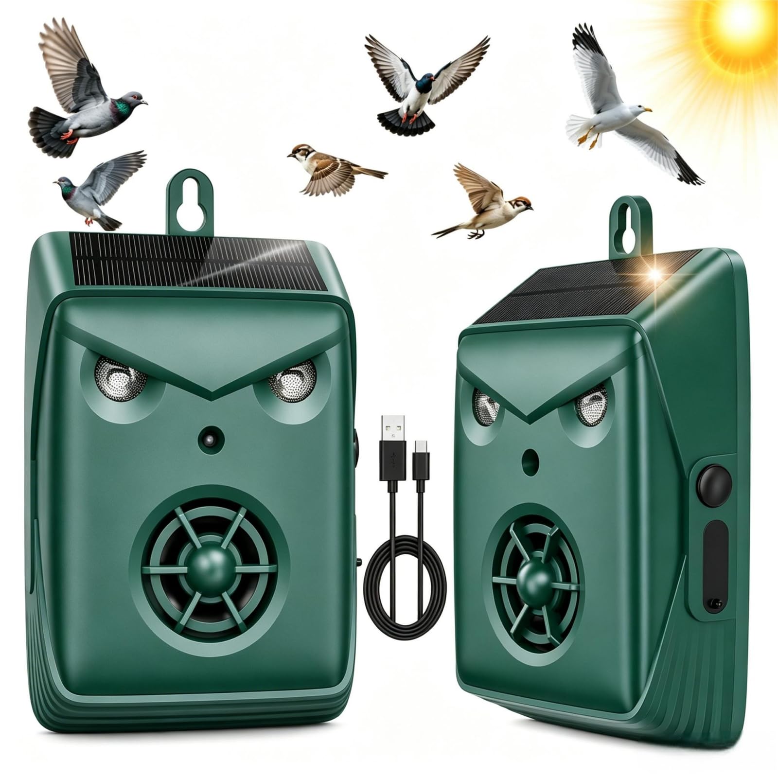 Photo 1 of JahyElec Solar Ultrasonic Bird Repellent Devices Outdoor (2 Pcs)