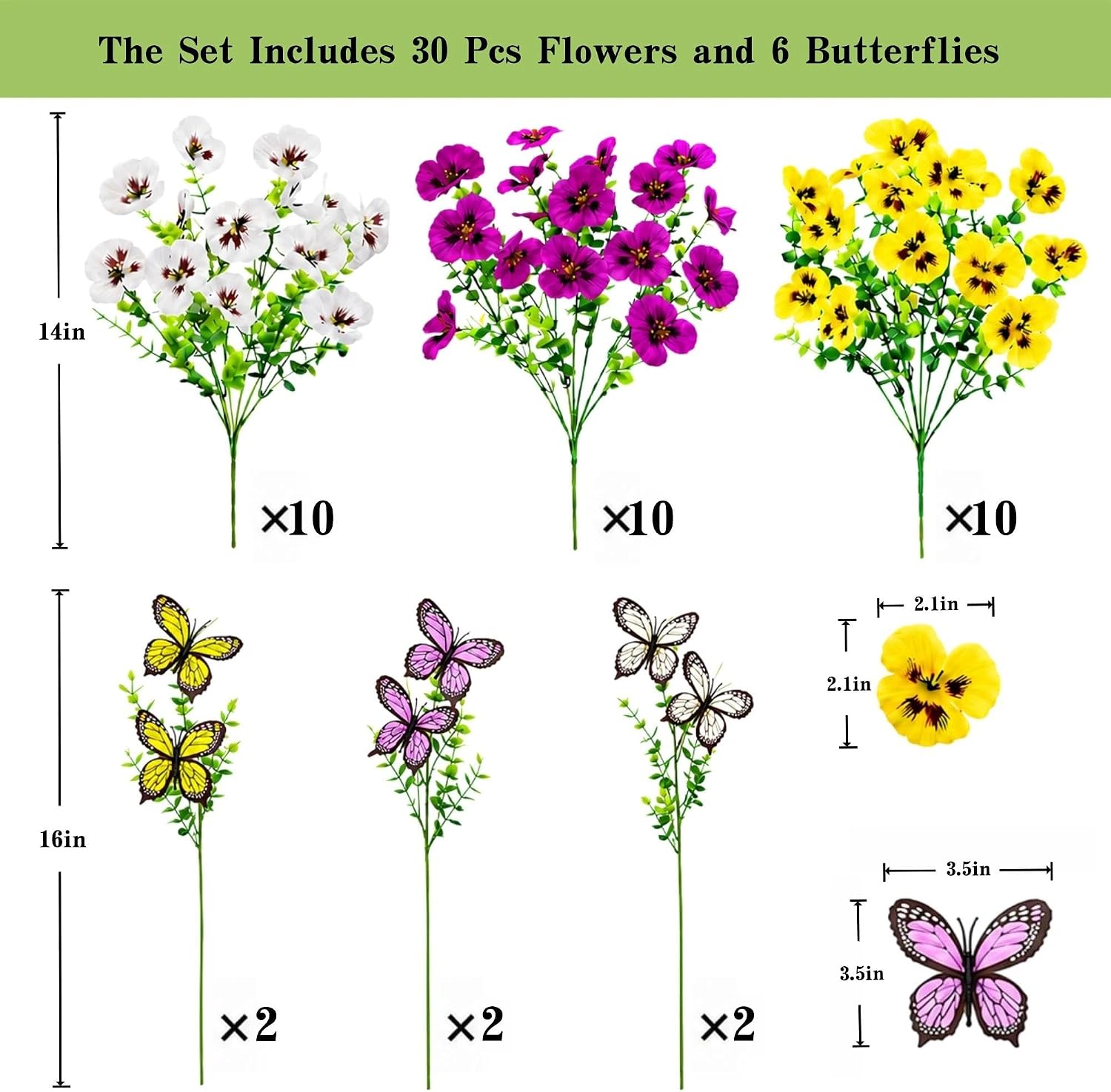 Geegoods 36 Stems Artificial Pansies Flowers for Outdoor image 2