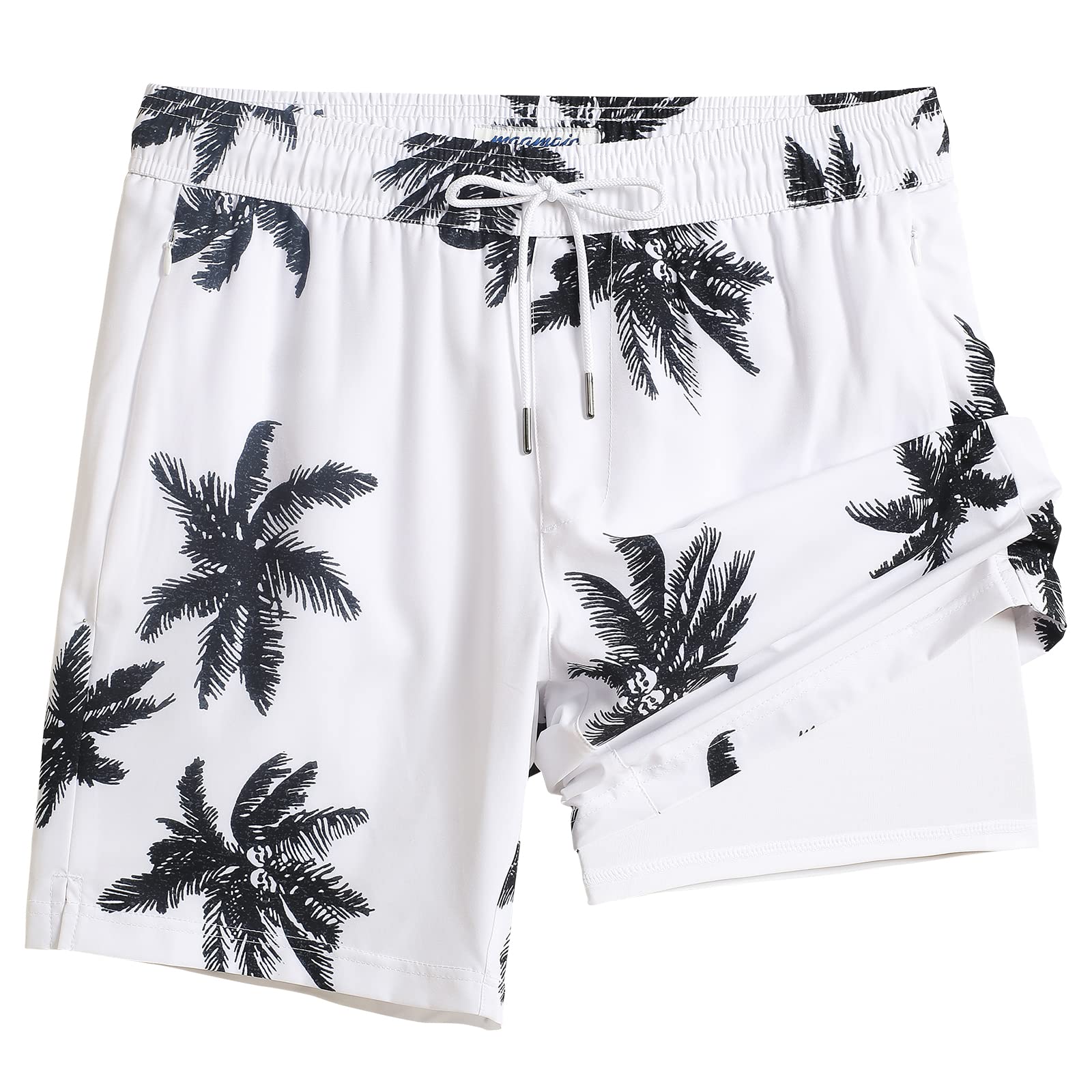 maamgic 2 in 1 Mens Swim Trunks 7 Inch Swim Shorts Swim Suits Board Shorts