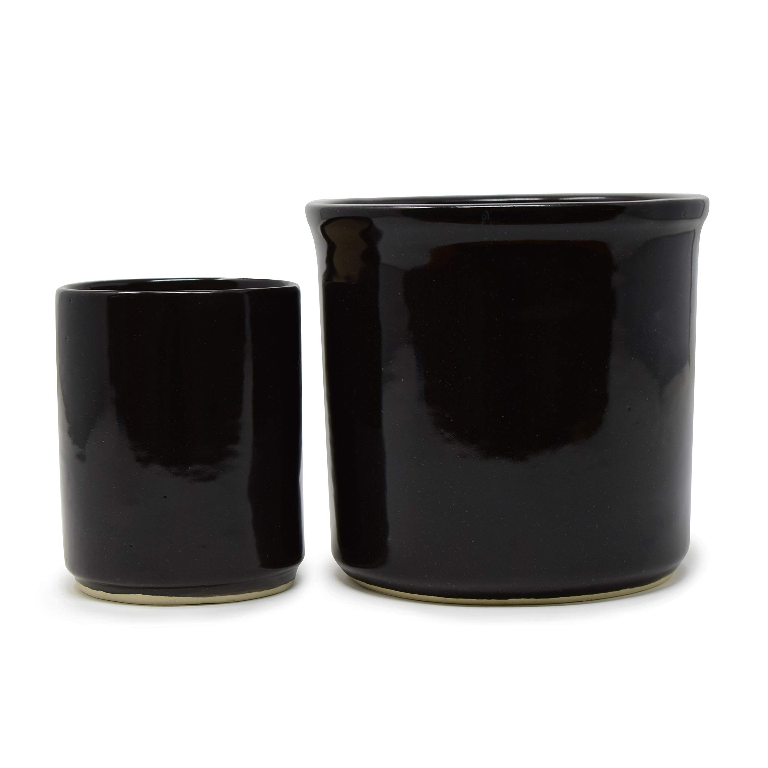 The Himalayan Goods Company - Set of Cylindrical Stoneware Ceramic Indoor Outdoor Planter Plant Pot Container (Black) (B0923Z684F) Amazon Price History, Amazon Price Tracker