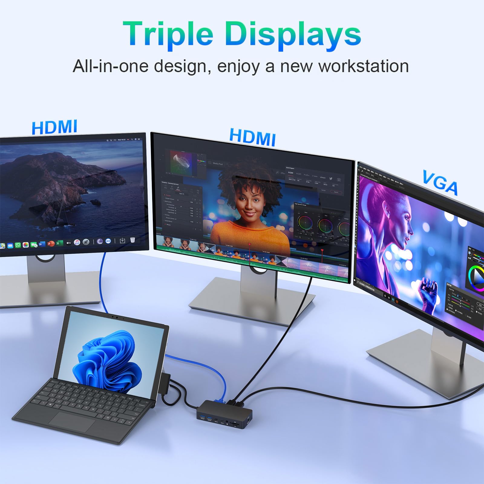 Amazon.co.jp: Surface ドッキングステーション トリプルディスプレイ