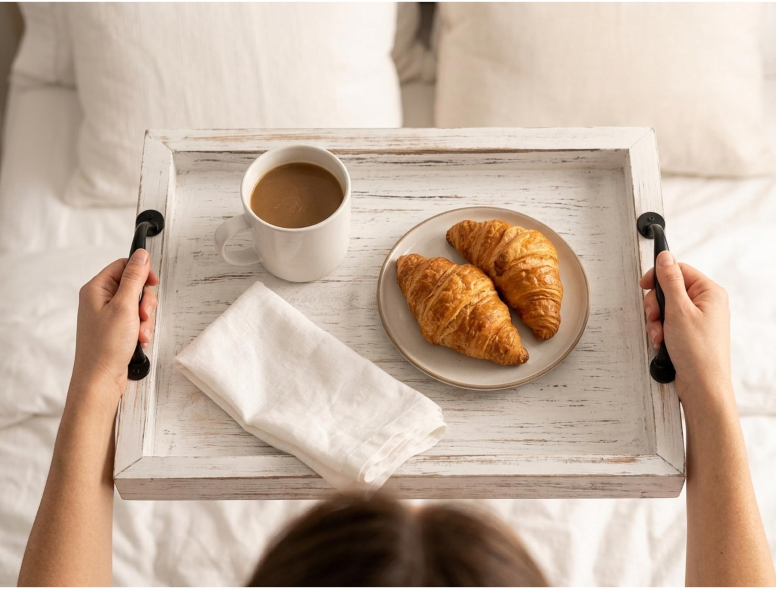 Amazon｜Gennua Kitchen 素朴な木製サービングトレイセット メタル